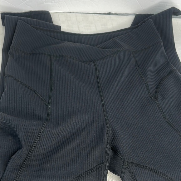 For Love & Lemons Women's Ella Ribbed Black Yoga Leggings Athleisure Yoga M - Picture 6 of 7